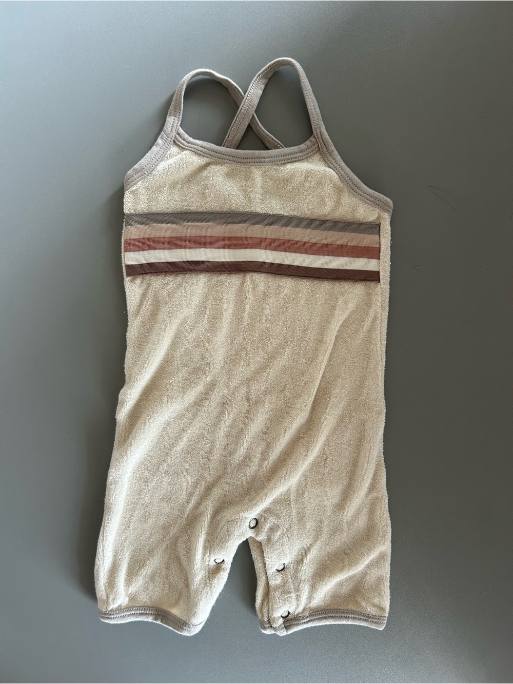 L’oved Baby Girls Cream Neutral Minimalist Terrycloth Retro Romper - 9-12 months